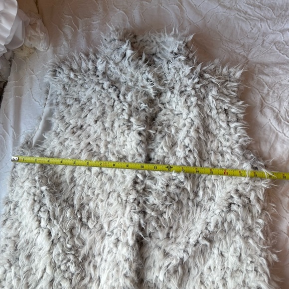 Love Token White Grey Teddy Sherpa Jacket Vest Longline - Picture 5 of 9